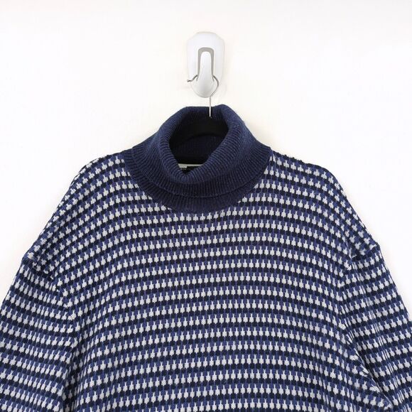 Ted Baker London Men 5 XL Riber Sweater Blue Chunky Turtleneck Wool Blend FLAW - Picture 3 of 8